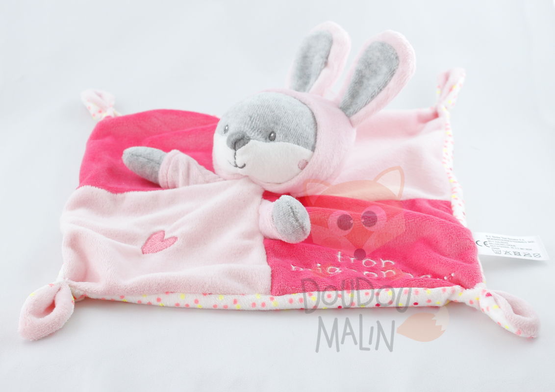  baby comforter fox rabbit pink grey trop mignonne 